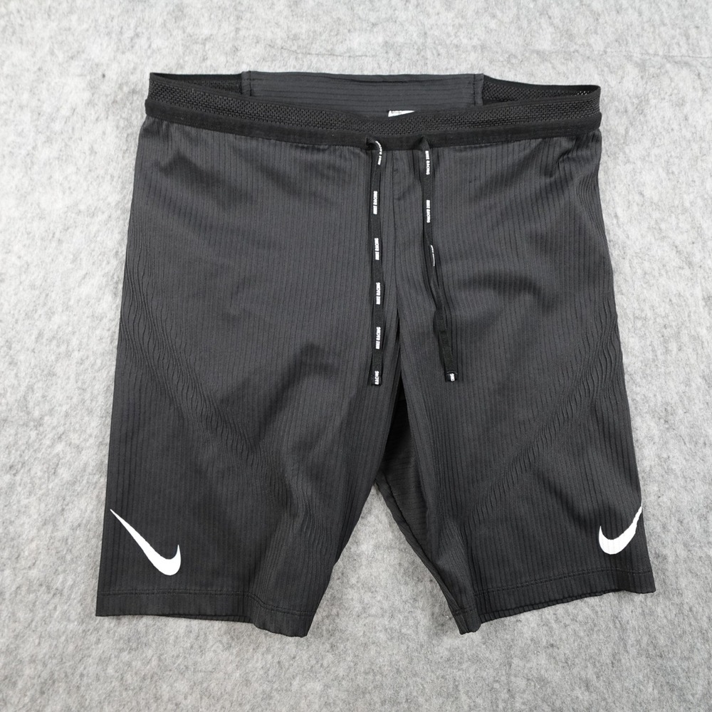 Nike Shorts Men Large Black Dri Fit ADV Running 1/2 Length Tights Marathon 9"
